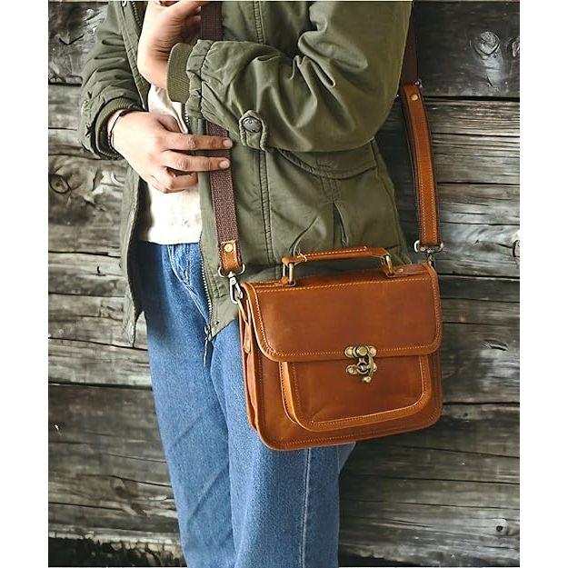 

Кожаная женская кожаная сумочка в стиле хиппи, сумка через плечо, дорожная сумка-тоут, 9 x 7 дюймов 9 x 7 x 3 in коричневый