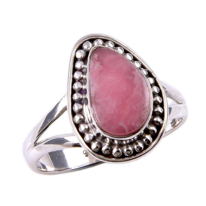 Natural Rhodochrosite Gemstone 925 Solid Sterling Silver Jewelry Ring S.8 F3R73