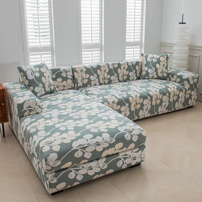 Stretch Sofa Überwurf Sofabezug Spandex Rutschfest, mit elastischem Saum für L-Form Ecksofas, Ideal für Kinder und Haustiere