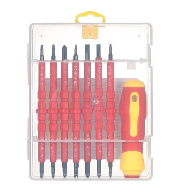 Onnfang 7-13Pcs VDE Insulated Screwdriver Set CR-V Voltage 1000V Magnetic Phillips Slotted Torx Screwdriver Durable Hand Tools 21.5 x 13 x 4.3cm
