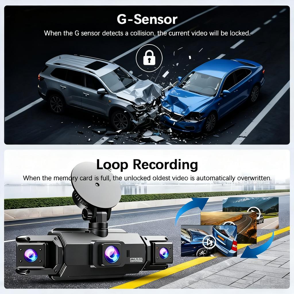 360° Dashcam Car Camera Recording Wifi Wireless Webcam Way Video Recorder 1080P 24 Parking 4 Channel Car Black Box