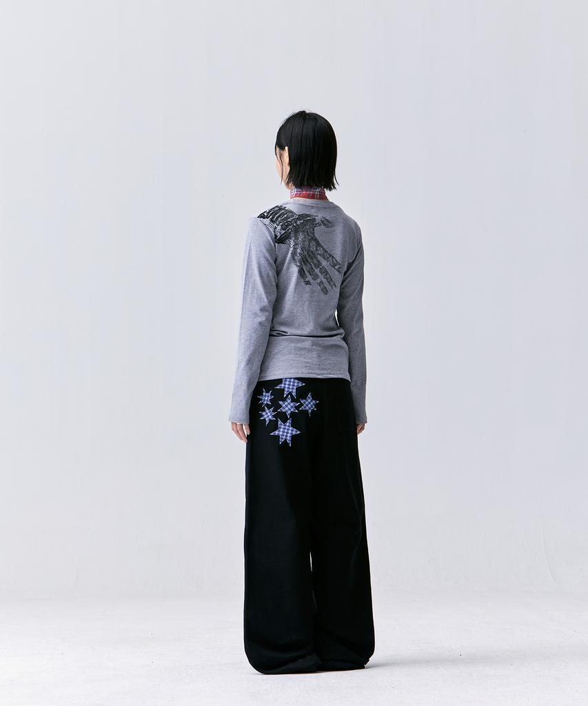 TANSANMAGNESIUM Hand Print Long Sleeve (Gray/Black)