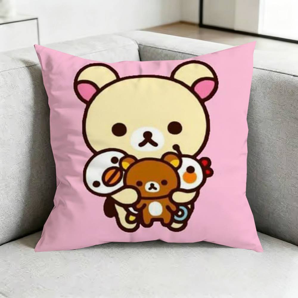 Funny Rilakkuma Bbear Square DoubleSided printed Pillow Case Bedroom Bedside Pillow Sofa Cushion Cover Gift
