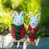 Handcrafted Wood Carving  Rabbit Man Figurines Ornaments Home Office Kawaii Desktop Decor Birthday Christmas Gift for Family