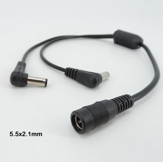 DC 1 Female to 2 way right Angled Male 5.5x2.1mm Power Splitter Adapter Plug Cable 12V For CCTV Camera LED Strip Light Connector