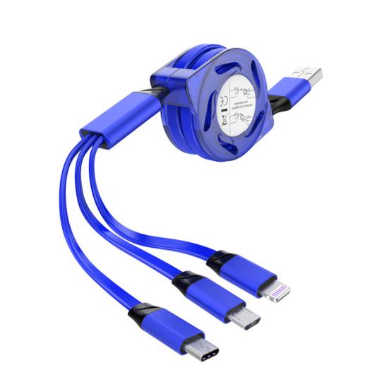 Мини 3-в-1 Телескопический плетеный зарядный кабель для iPhone Type-C Android Micro