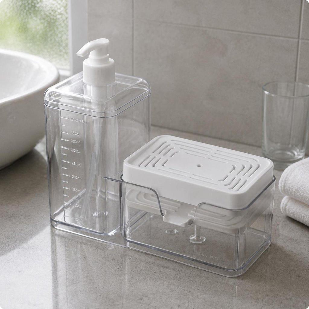 2 Pieces Press Soap Dispenser Easy To Clean Drain Holder for Sink