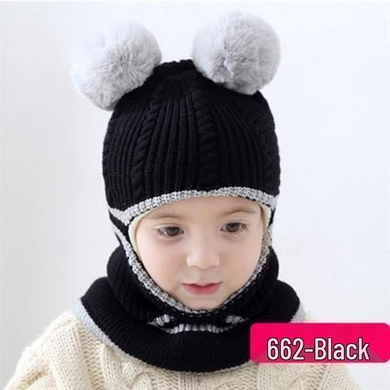 Children's Wool Hat & Scarf Set: Thickened, Plus Velvet, Warm for Boys & Girls, Suitable for Autumn/Winter.