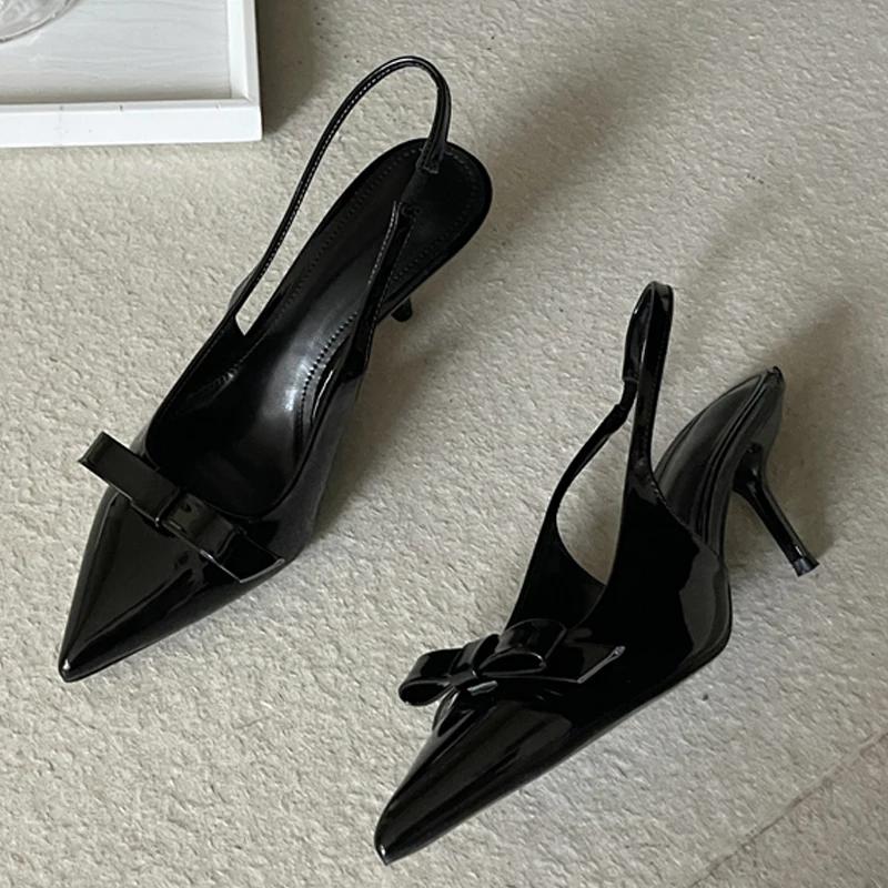 

Fashion Eilyken Big Size 43 Butterfly-knot Slingbacks Women Pumps Elegant Pointed Toe Thin Heels Shoes Sexy Banquet Zapatos De Mujer 35 чёрный