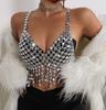Club Festival Outfit Sexy Fashion Acrylic Jewelry Diamond Crystal Pendant Tassel Chest Distinctive Waist Body Chain Top Vest