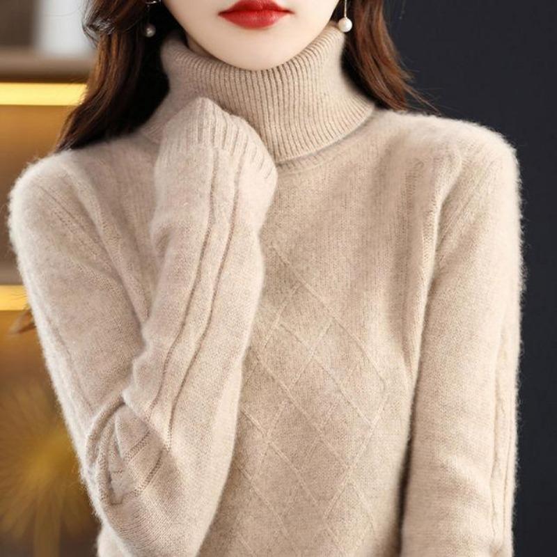 

Dimanaf 2023 зима осень женские водолазки свитера пуловер вязание мода повседневный стиль фиолетовый свободный свитер one size