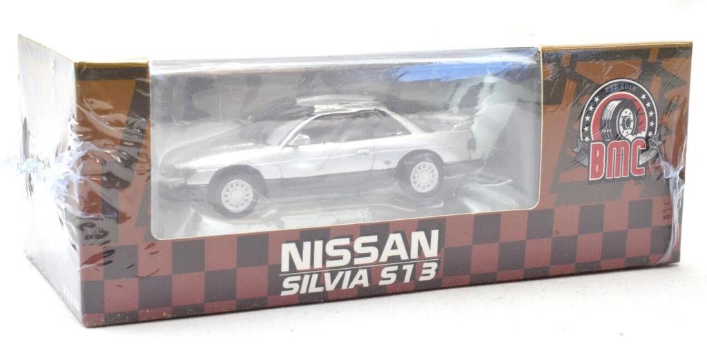 BM CREATIONS 1/64 Nissan Silvia S13 Silver LHD Silvia with Replacement Parts