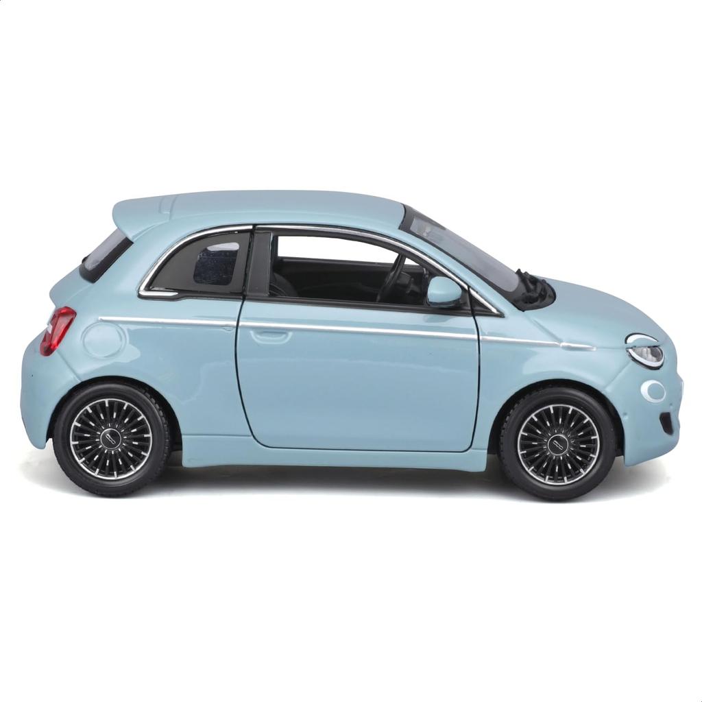 Bburago 1/24 Scale Fiat 500e 2023 Blue / Diecast Model Car, Finished Product, 18-21110 BU