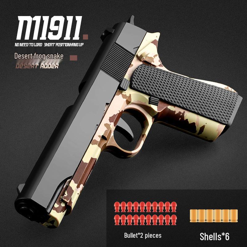 Mingjiangtang 1911 Soft Bullet Toy Gun for Kids - Continuous Fire Revolver Gun with Ejection Feature, Ideal for Boys.