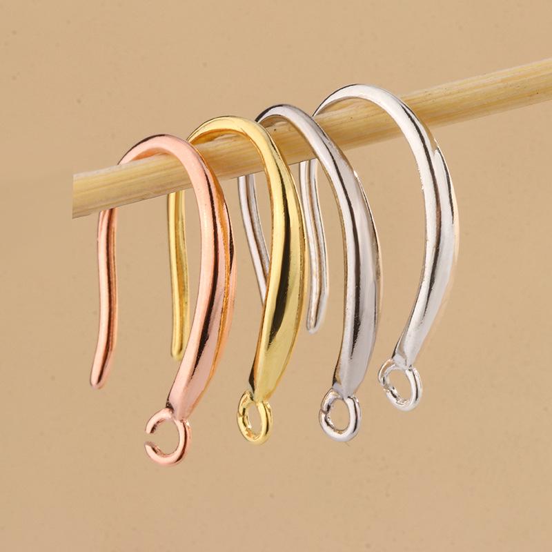 Tingxiang DIY S925 Sterling Silver Smooth Wide Earring Hooks for Handmade Jewelry.