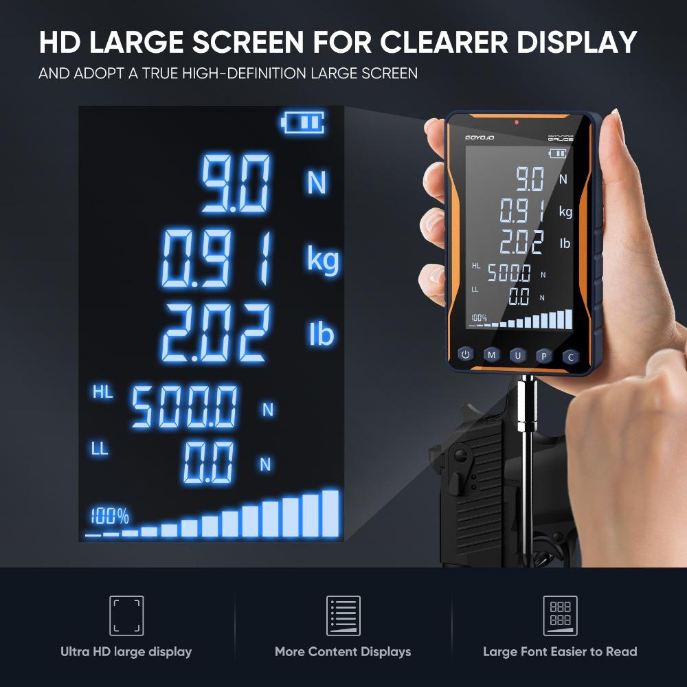 500N Digital Force Gauge HD Large Screen Portable Push Pull Force Gauge 500N/50kg/110lbf Dynamometer 0.1N/ 0.01kg/ 0.01lb