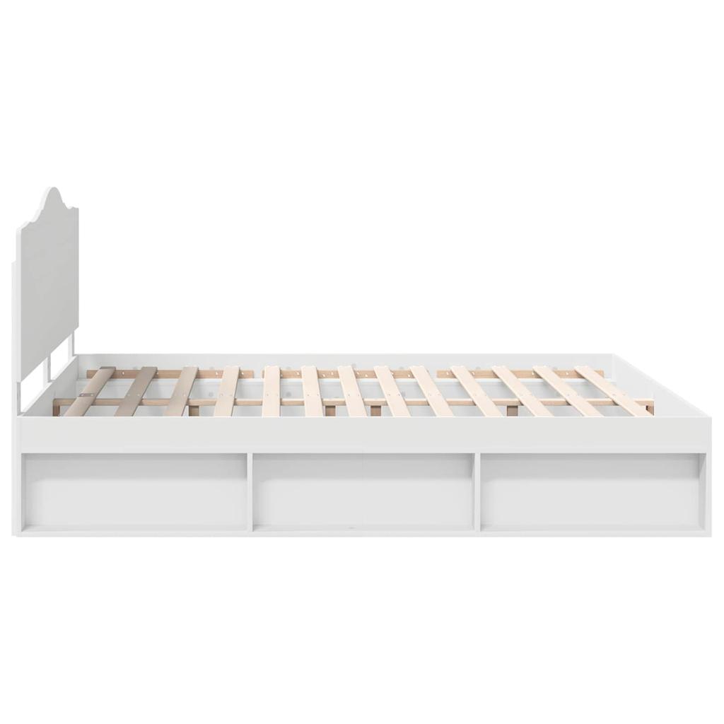 White Bed Frame with Headboard 200 x 200 cm Solid Pine Wood