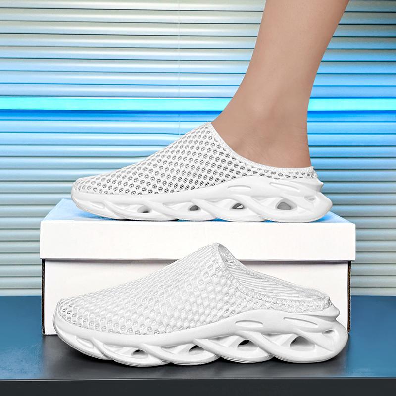 Fashion Green Men Slippers Summer Breathable Home Indoor Slippers Flats Thick Bottom Lightweight Slides Fashion Outdoor Walking Shoes 48