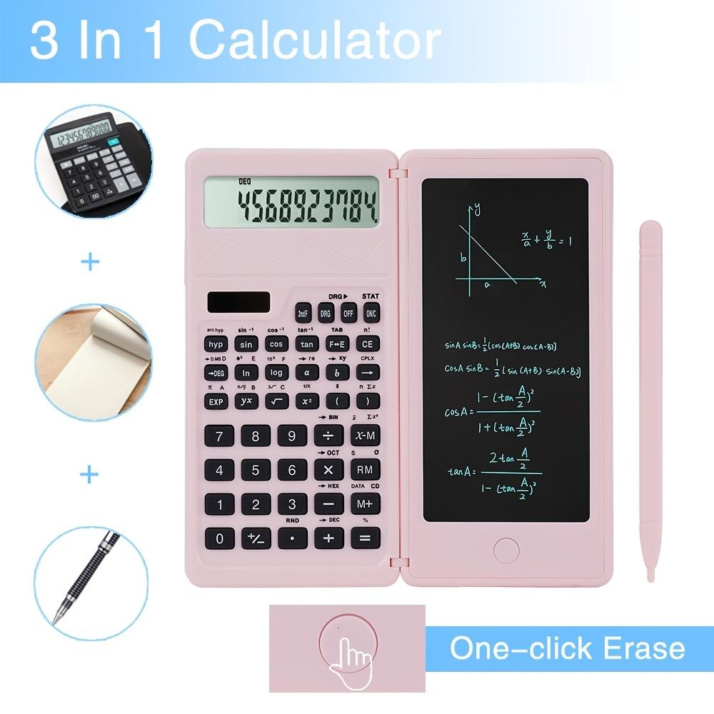 Portable Solar Calculator With Advanced Math Functions - Pink, Dual Power, Easy Erase - Ideal For Students & Professionals