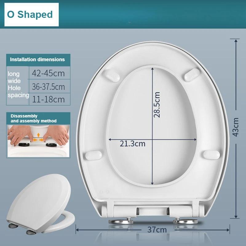 

Adjustable Thickened Toilet Cover PP Slow Lowering Toilet Cover General Purpose Old Style V-U Square O Toilet Cover 1PC