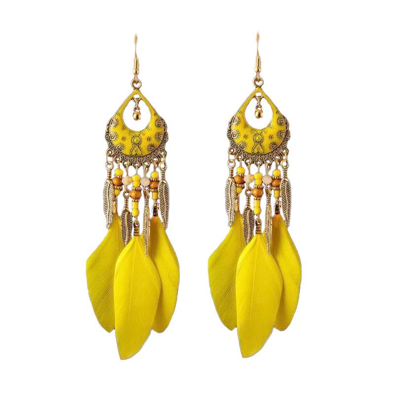 Bohemian Long Tassel Feather Earrings - Trendy Douyin-Inspired Design for Women