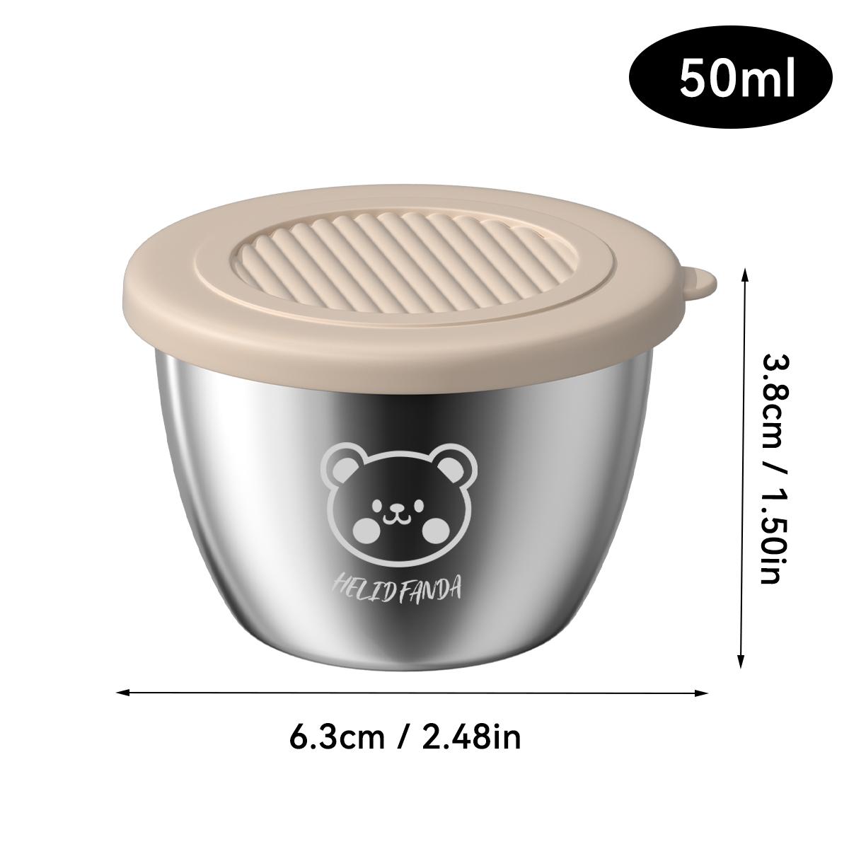 WORTHBUY 304 Stainless Steel Sauce Container 50ML Leak-proof Dipping Dish Sauce Cup With Lid Mini Salad Box Kitchen Organizer хаки