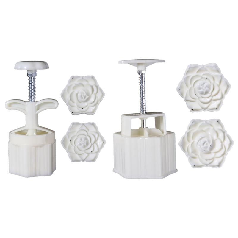 Plastic Mooncake Stamp Cute Flower Shape Mooncake Mold Festival DIY Hand Press Mooncake Cutters Pastry Decorating Gadget