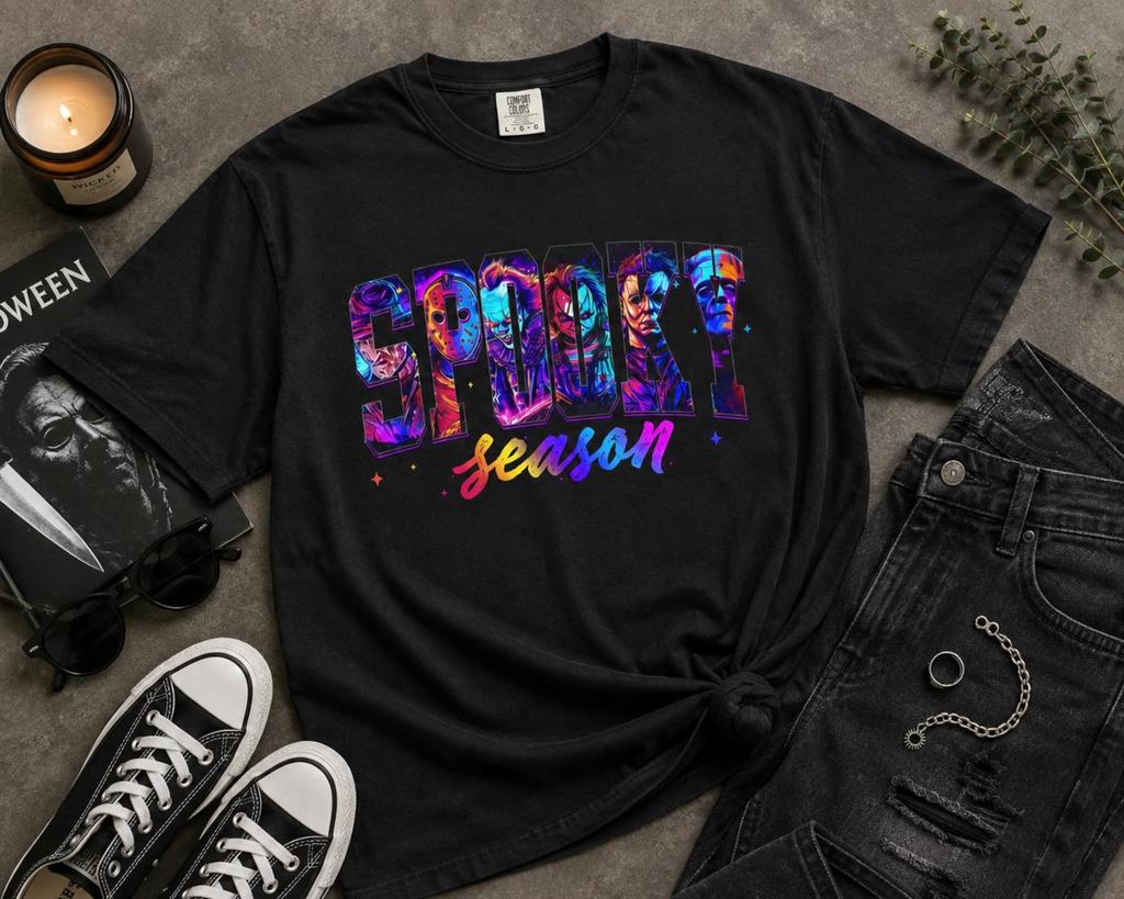 Spooky Season Shirt Horror Movie Graphic Tee Halloween Retro T-Shirt Slasher Fan Gift Comfort Colors® Unisex Shirt 90s Y2k Millennial
