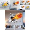 Kids Bedroom Wall Art Sticker With Fire Basketball Pattern Pvc Selfadhesive For Decor