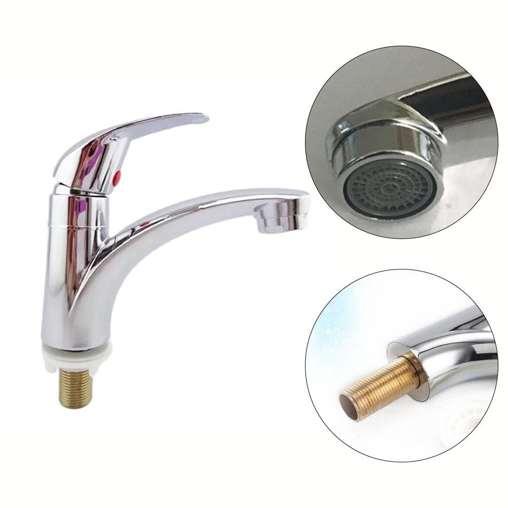 Single Cold Bathroom Basin Faucet, Zinc Alloy Chrome Plated Sink Water Tap With Modern Design For Vanity Bathroom Accessories