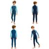 Bañador de cuerpo entero para niño Manga larga Parche de contraste de color Cremallera frontal Traje de baño deportivo Protección solar UPF 50