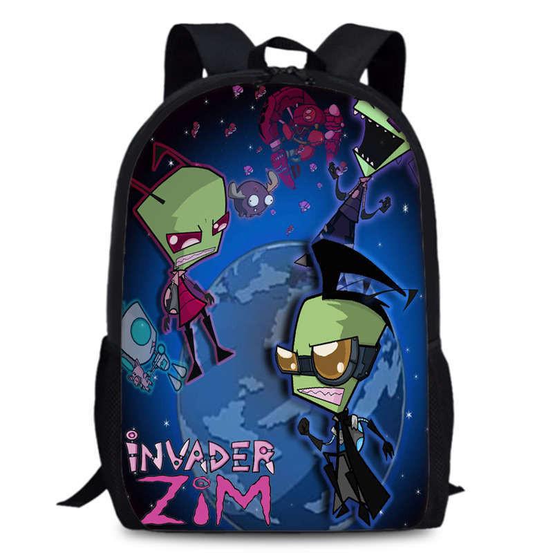 Zim Dib Invader Gaz Cartoon Animated Character Printed Backpack Children