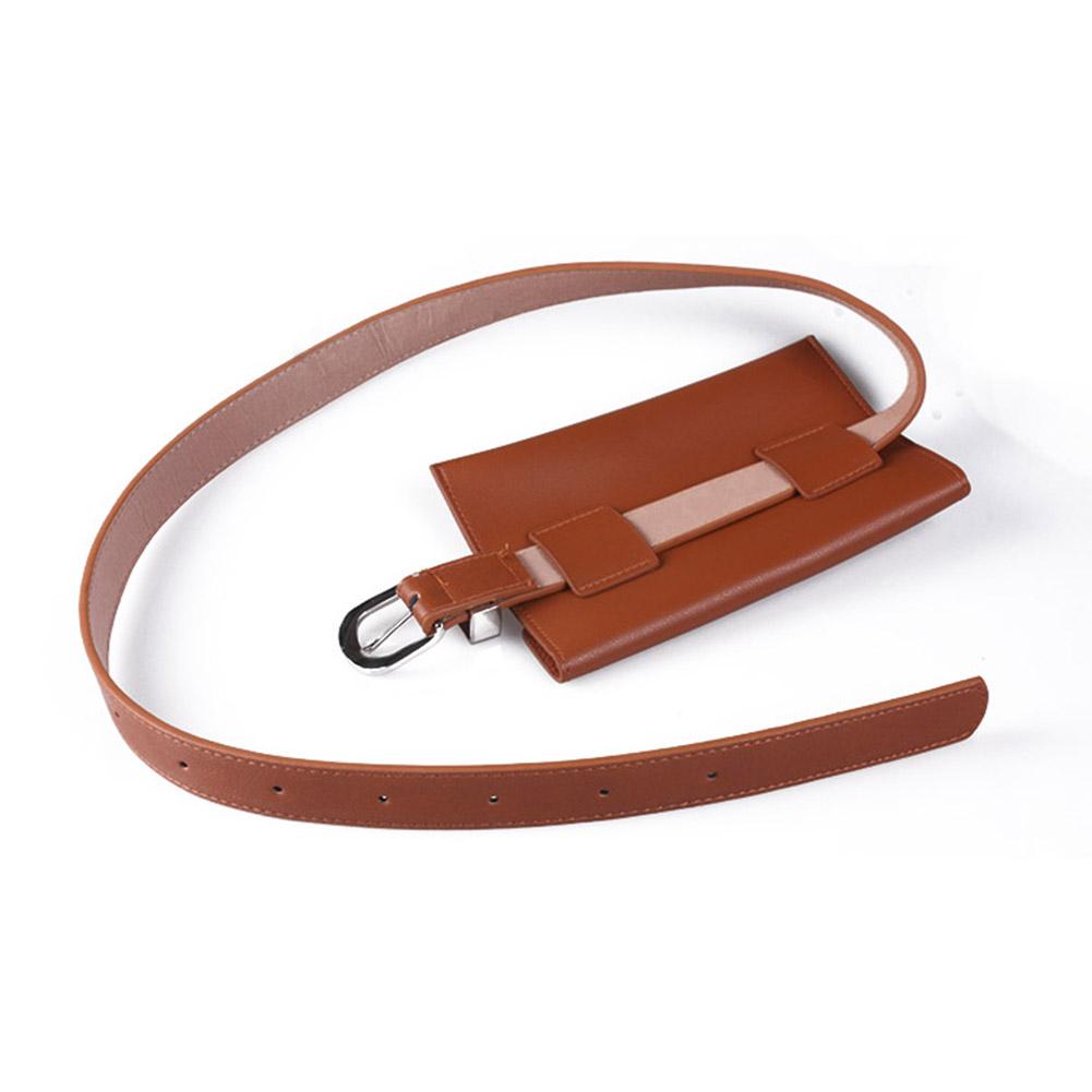 Women Simple Fashion Adjustable Belt Elegant All-match Pin Buckle Waistband with A Mini Bag