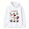 Kids Boys Girls Christmas Cat Cartoon Print Hoodie, Casual Long Sleeve Pullover Sweatshirt for Holiday Daily Wear