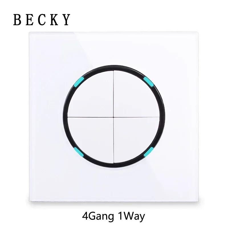 White Light for Glass Panel Switch Button, EU UK Standard Round Reset Point Switch, Bedroom Usb Switch Socket1-4gang AC110V-250V