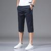 Summer Mens Cotton  Cropped Pants Fashion Casual Loose  Leg Straight Trouser Vintage Calf-Length Shorts Streetwear