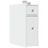 Narrow Wheeled Bathroom Cabinet, Bathroom Corner Storage Cabinet, White Engineered Wood