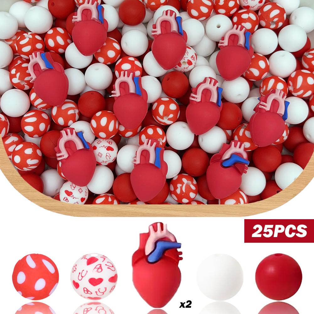 

25/50PCS organ model silicone bead set, perfect for DIY handmade crafts such as keychains, necklaces, bracelets, etc