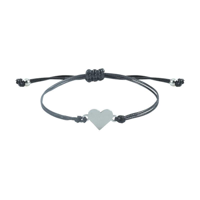 

Браслет из вощеного шнура с вырезом в форме сердца из нержавеющей стали - Европейско-американские украшения для родителей и детей