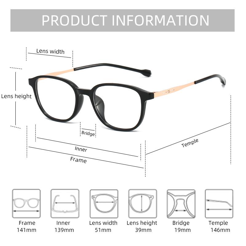 Comfortable Lightweight Glasses Frame Ultralight TR Metal Square Frame High Quality Anti Blue Light Optical Eyeglasses