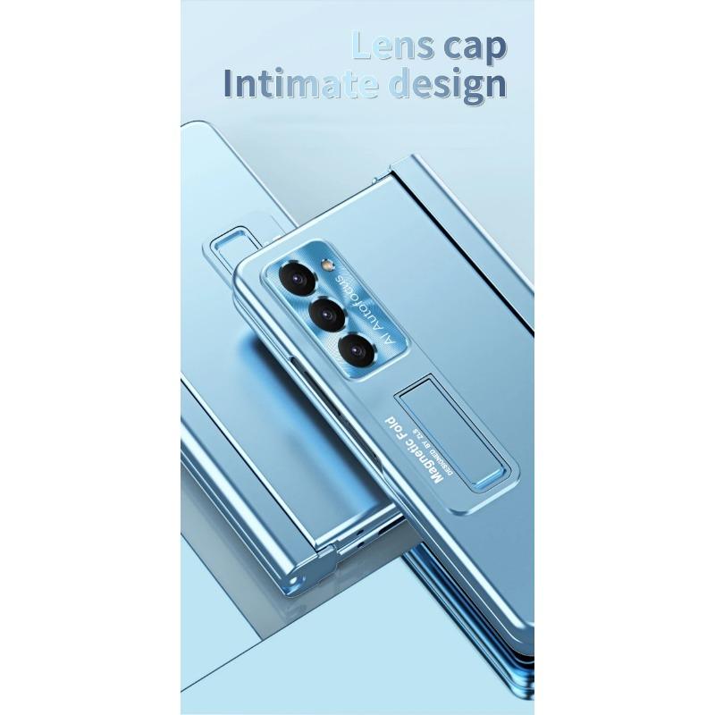 With Touch Pen Case Hinge Magnetic Armor Plating Kickstand 360 Full Protector Folding Cover For Samsung Galaxy Z Fold 6 5 4 3