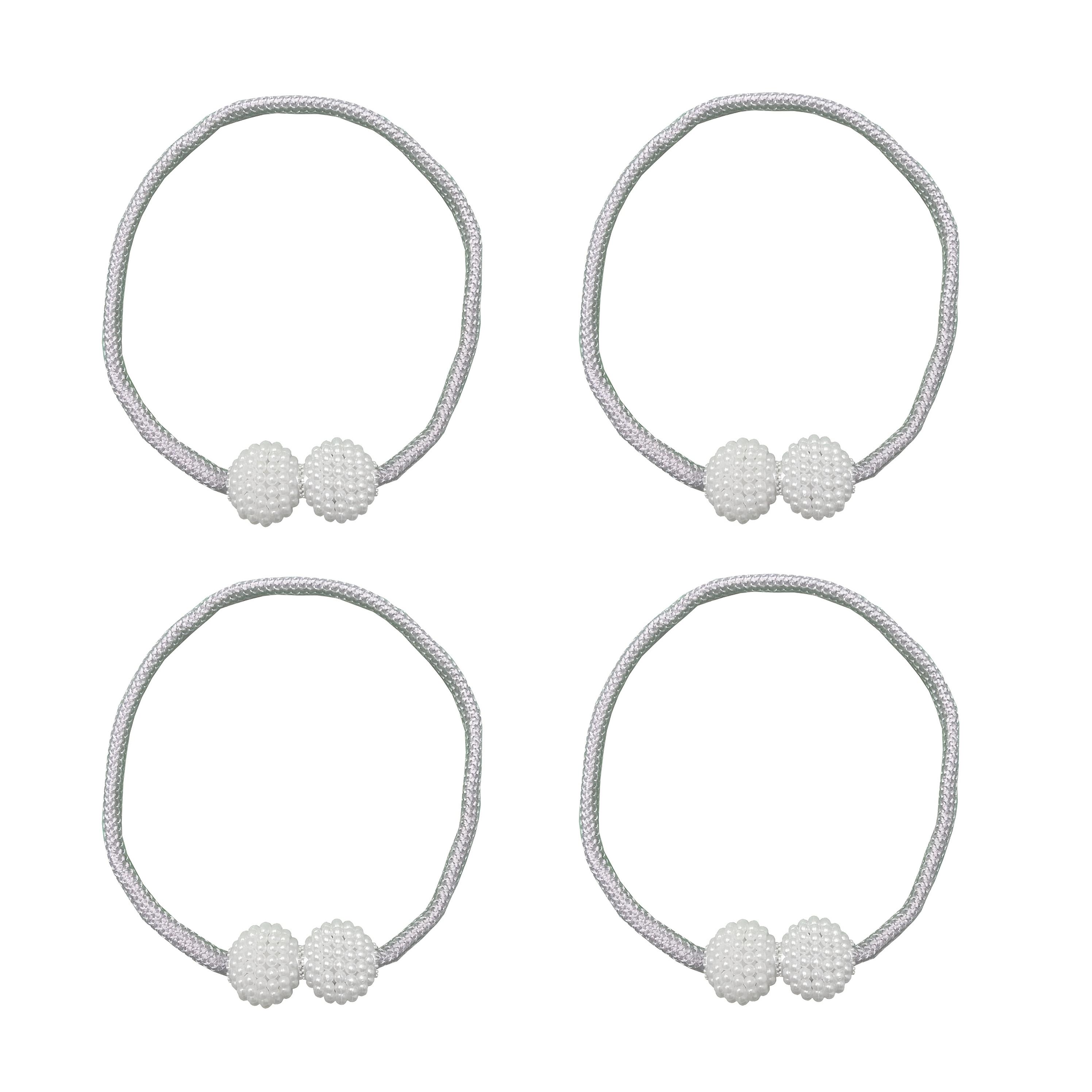 

4 шт. Магнитные подхваты для штор, Декоративные зажимы для штор с искусственным жемчугом, Веревочные подхваты для штор и драпировок серый