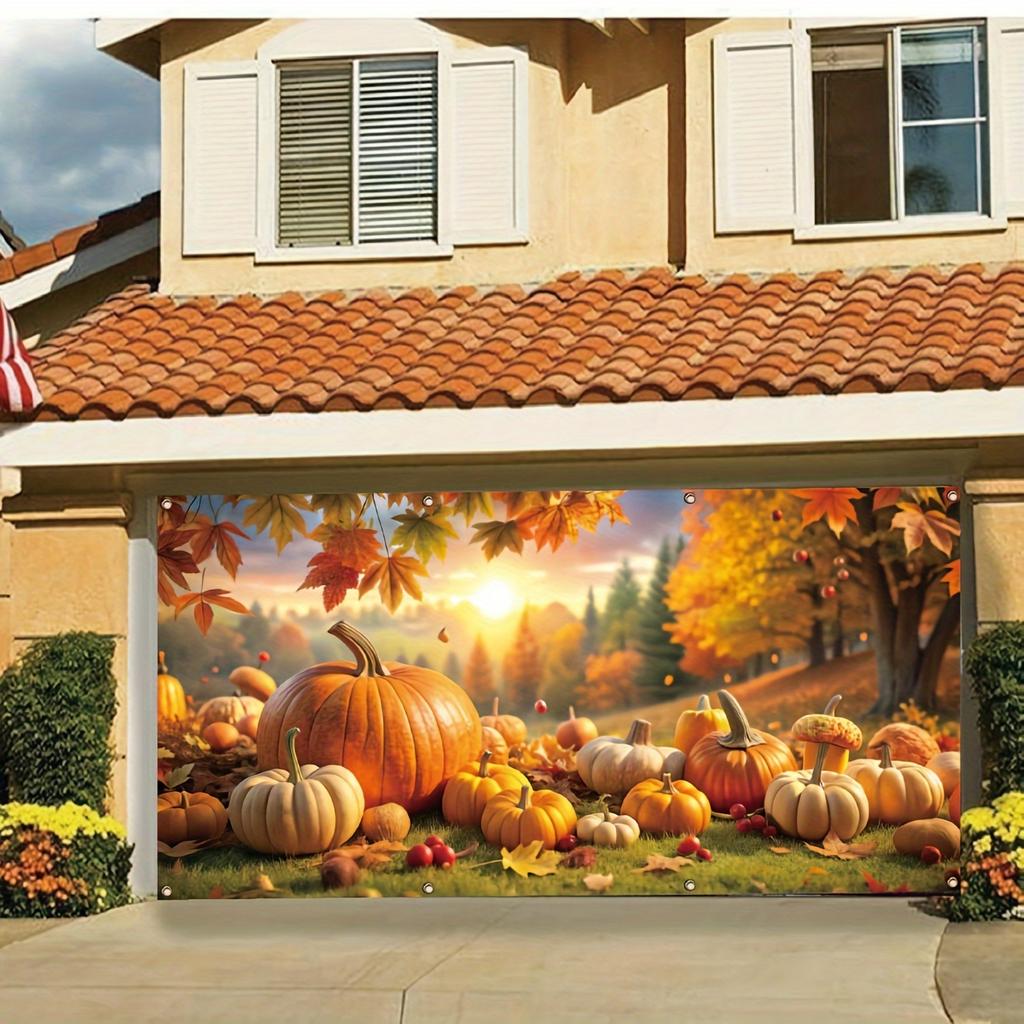 2D vlak 1 stuk herfstbos pompoen decoratie buiten festival decoratie achtergronddoek polyester