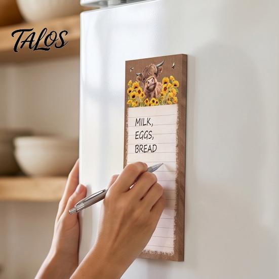 Decorative Grocery List Pad Magnetic Refrigerator Notepad, Highland Cow/Bow/Leopard Print, Shopping Cute Stationery for Home Kitchen Fridge And Metal