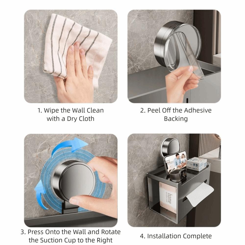 With Drawer Suction Cup Tissue Box Aluminum Wall Mounted Tissue Box Roll Holder  Bathroom Use