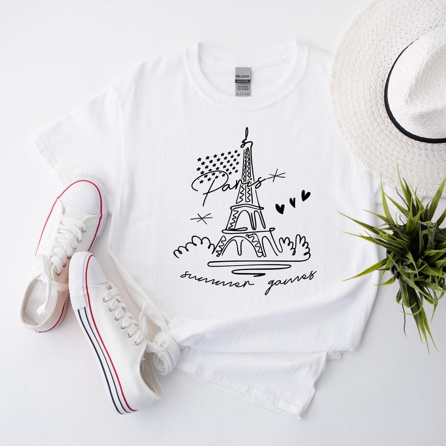 Eiffel Tower Shirt Paris Tshirt Pink Roses Floral Eiffel Tower Vintage Paris Gifts Paris France French Souvenirs TShirt S