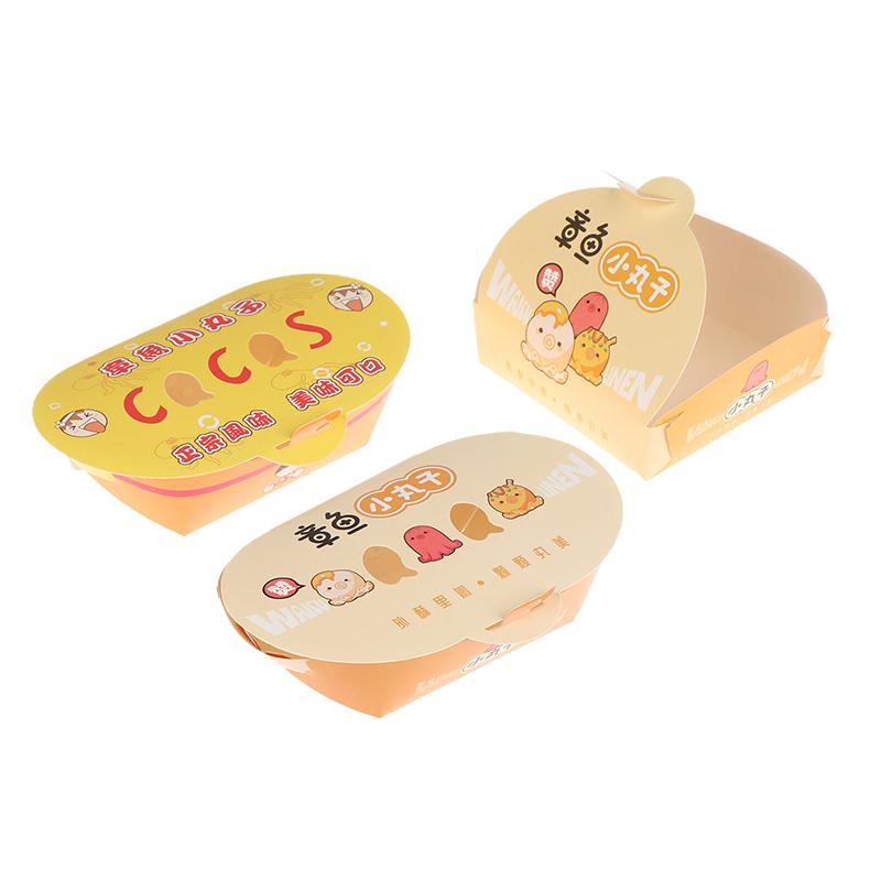 100Pcs Disposable Octopus Ball Packaging Box Japanese Street Food Takoyaki Takeaway Snack Fruit Box Packing Paper Container