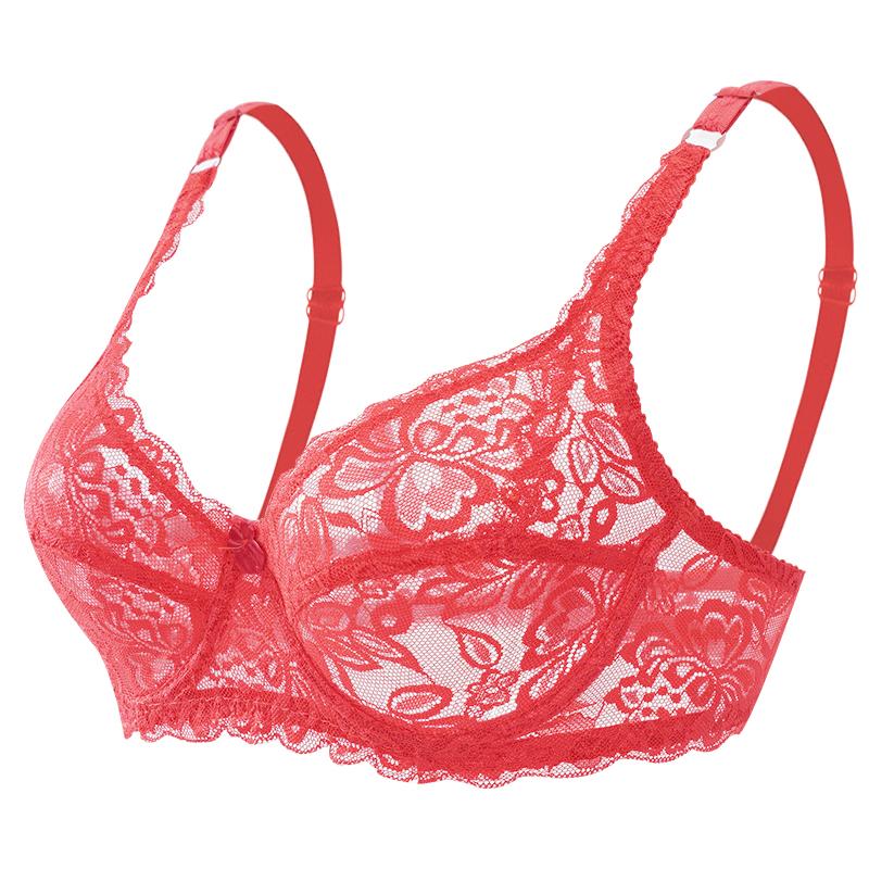 Europa und die Vereinigten Staaten Dünne Einschicht Sexy BH Volle Spitze Stahlring Cottonless BH Einstellbare Big Yards BH