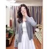 Chic Single-breasted Knitted Cardigan Women's Top 2025 Spring Short Simple Temperament Versatile Long-sleeved Gray Coat