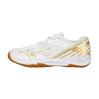 WAVE SMASH CN Bulbul Abriebfest Atmungsaktiv Rutschfest Niedrig geschnitten Badminton Schuhe Unisex Weiß Gold 71GA253001
